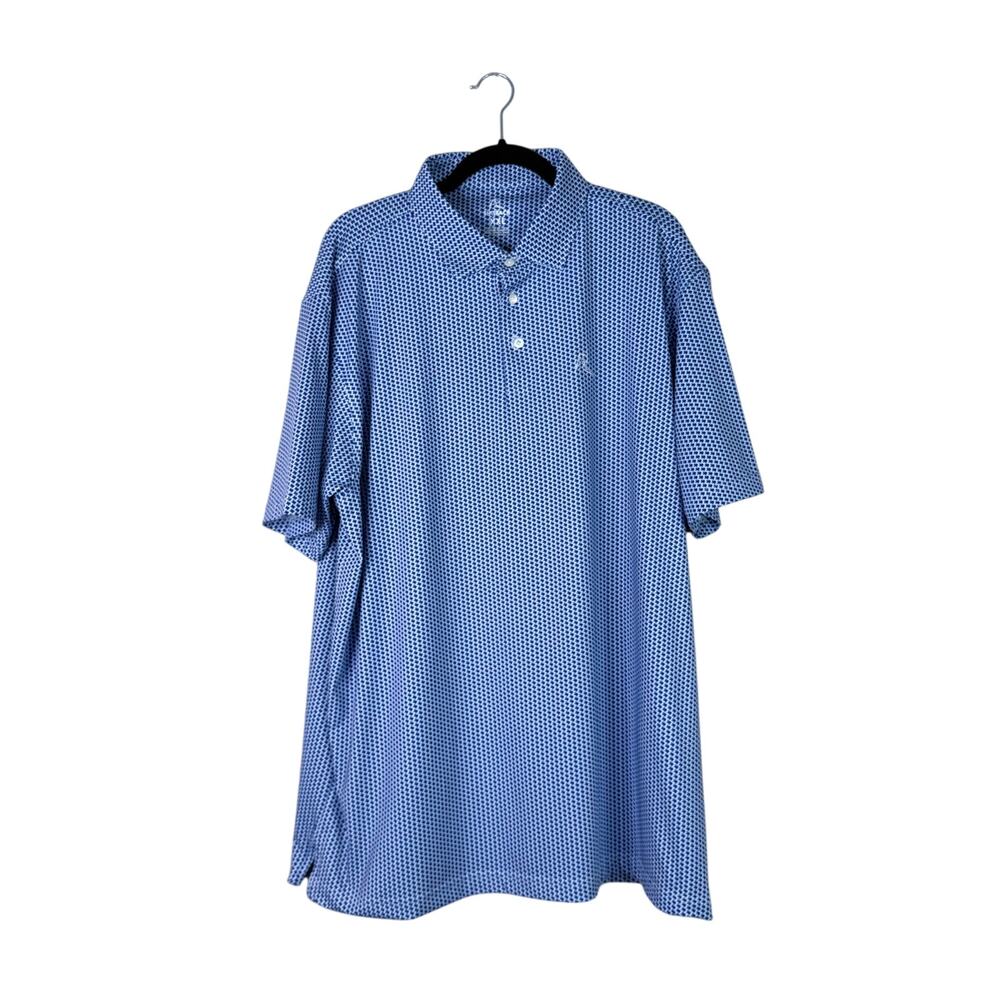 Rhoback | Men’s Texas Novelty Print Navy Blue White Active Short Sleeve Polo XXL